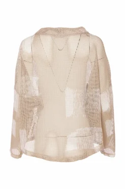 Naya Faded Block Mesh Top Funnel Neck NAS25186 Cream