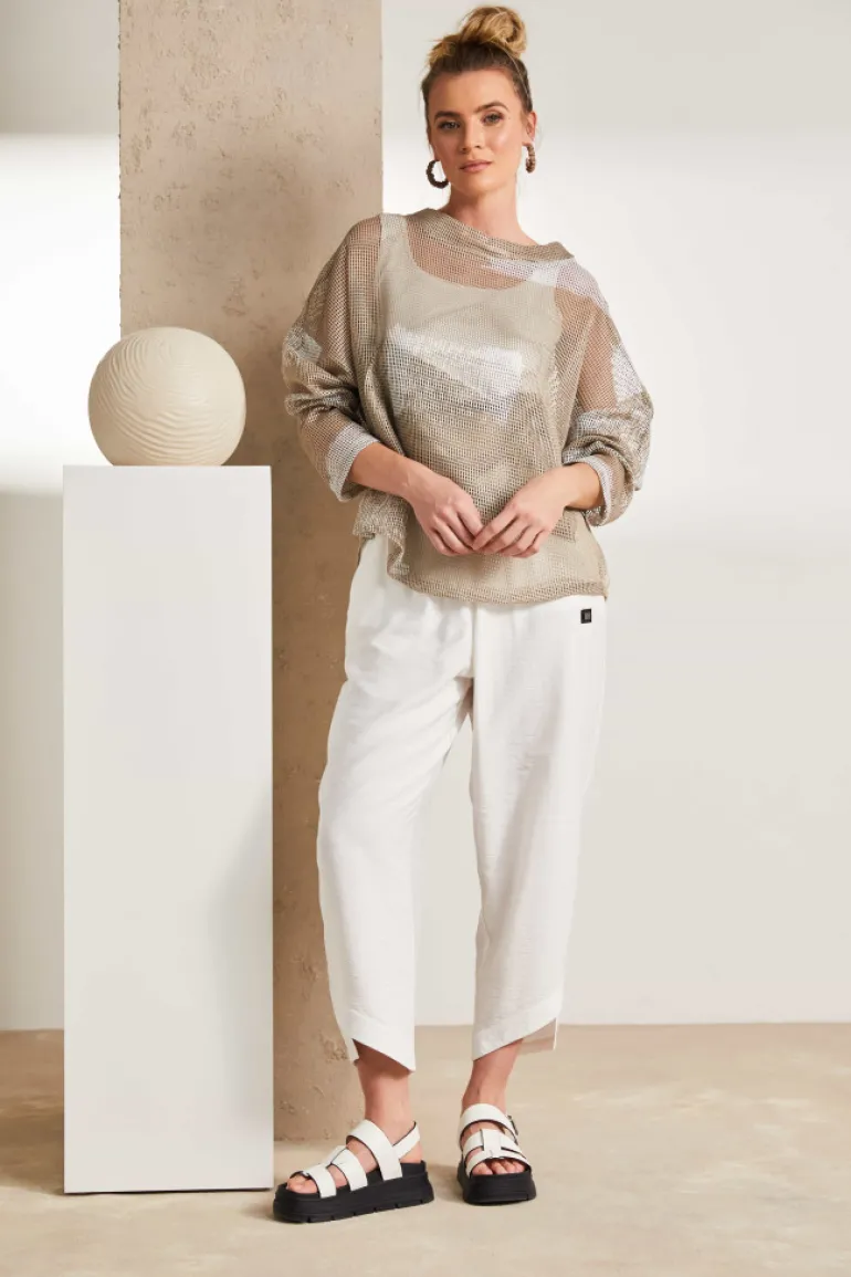Naya Faded Block Mesh Top Funnel Neck NAS25186 Cream