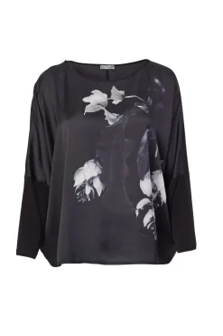 Naya Flower Print Top Black