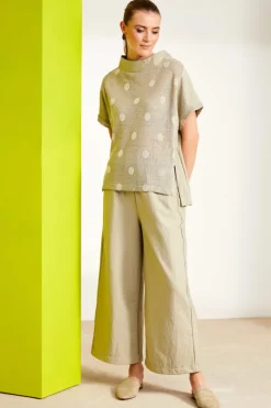 Naya High Neck Lurex Spot Top Biscuit NAS25229