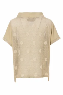 Naya High Neck Lurex Spot Top Biscuit NAS25229