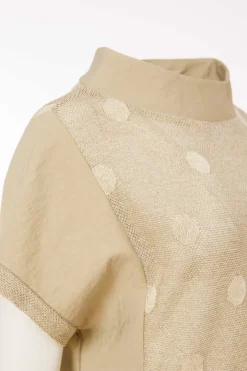 Naya High Neck Lurex Spot Top Biscuit NAS25229