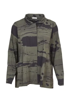 Naya High Neck Print Jacket Forest/Black