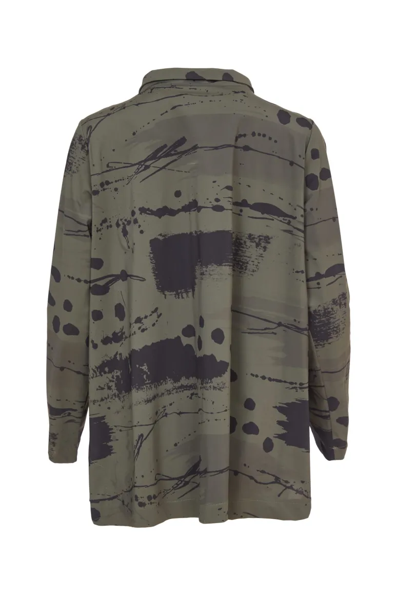 Naya High Neck Print Jacket Forest/Black