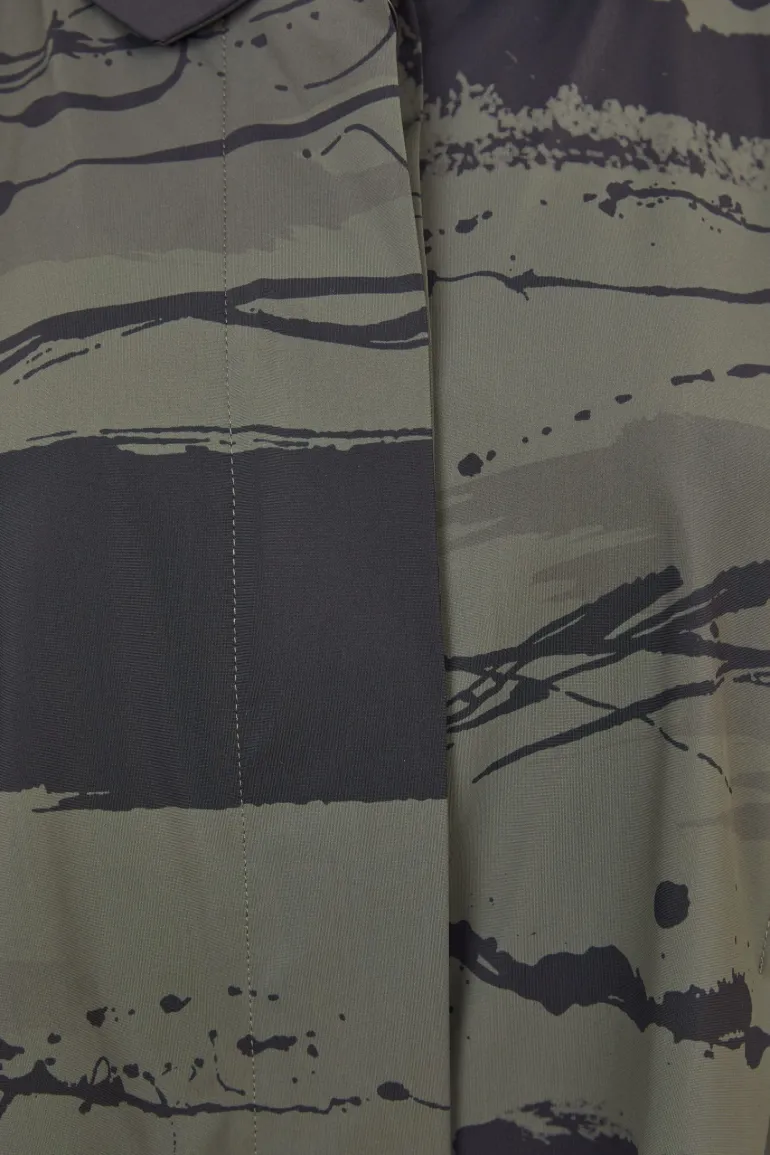 Naya High Neck Print Jacket Forest/Black