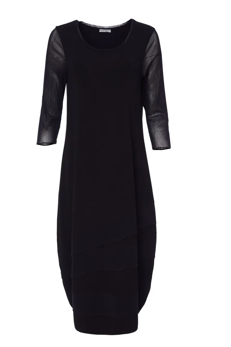 Naya Jersey Mesh Tulip Dress Black