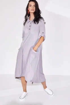 Naya Jersey Mix Drawstring Hem Dress Mink
