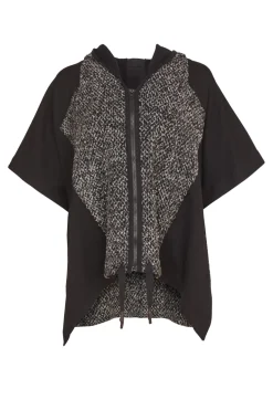 Naya Knit Jaquard Hooded Curve Hem Top