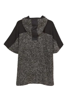 Naya Knit Jaquard Hooded Curve Hem Top