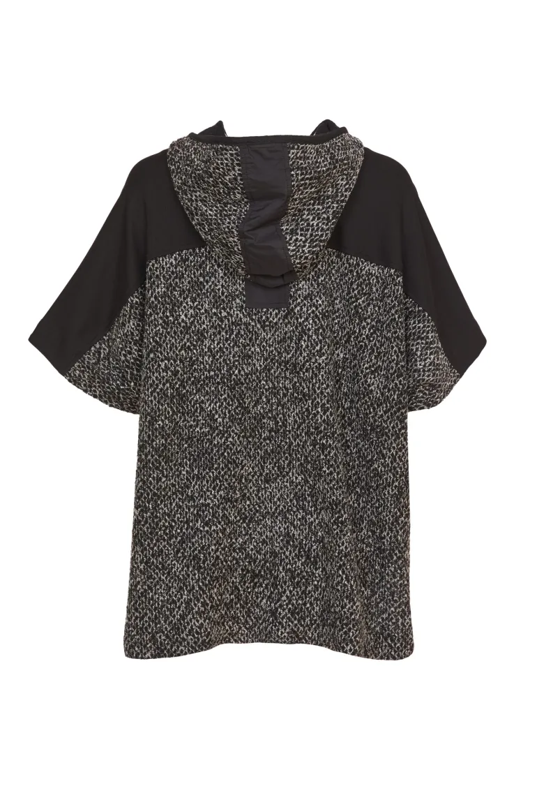 Naya Knit Jaquard Hooded Curve Hem Top