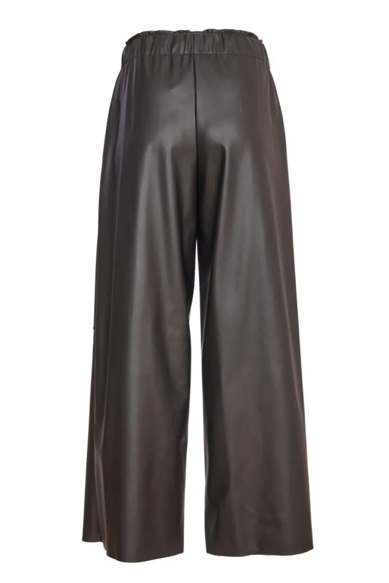 Naya Leatherette Wide Trousers Black