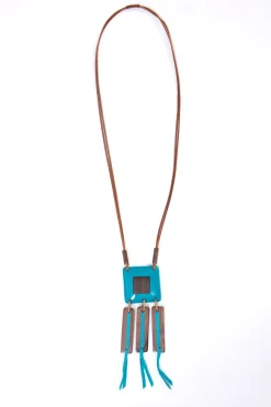Naya Long Square Stone Necklace Taupe