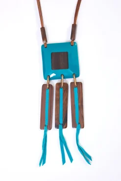 Naya Long Square Stone Necklace Taupe