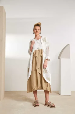 Naya Mesh Faded Block Print Jacket NAS25296 Cream/Fudge