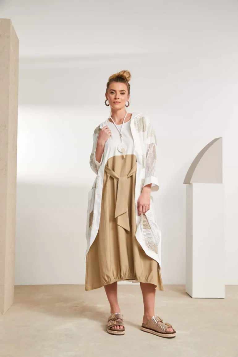 Naya Mesh Faded Block Print Jacket NAS25296 Cream/Fudge
