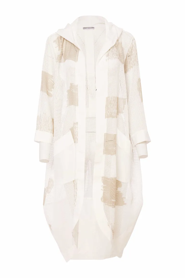 Naya Mesh Faded Block Print Jacket NAS25296 Cream/Fudge