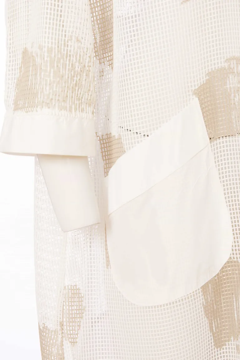 Naya Mesh Faded Block Print Jacket NAS25296 Cream/Fudge