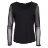 Naya Mesh Sleeve Jersey Top Black