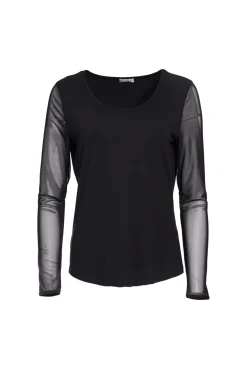 Naya Mesh Sleeve Jersey Top Black