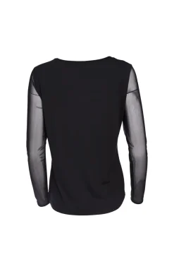 Naya Mesh Sleeve Jersey Top Black