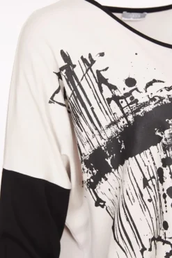 Naya Placement Print Top Sand