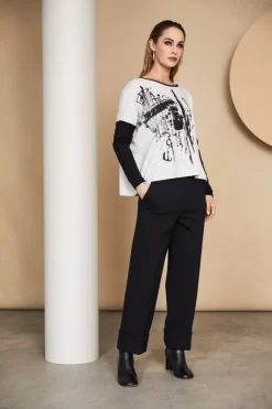 Naya Placement Print Top Sand