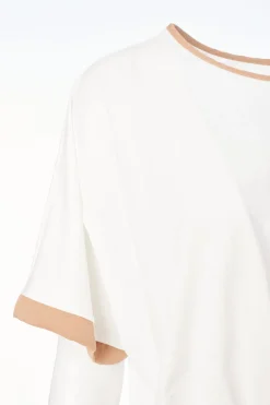 Naya Pleated Hem Top White and Tan