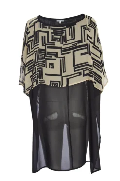 Naya Print Chiffon Back Top Black