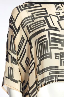 Naya Print Chiffon Back Top Black