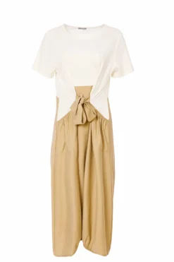 Naya Round Neck Dress with Tie (NAS25234) Cream/Fudge