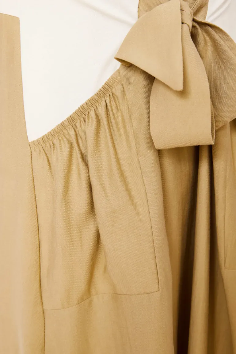 Naya Round Neck Dress with Tie (NAS25234) Cream/Fudge