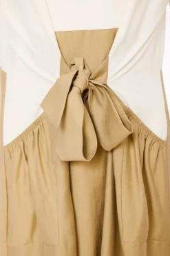 Naya Round Neck Dress with Tie (NAS25234) Cream/Fudge