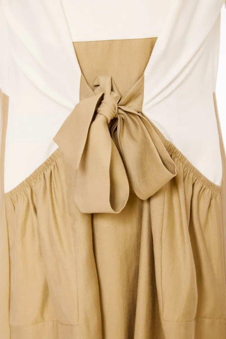 Naya Round Neck Dress with Tie (NAS25234) Cream/Fudge
