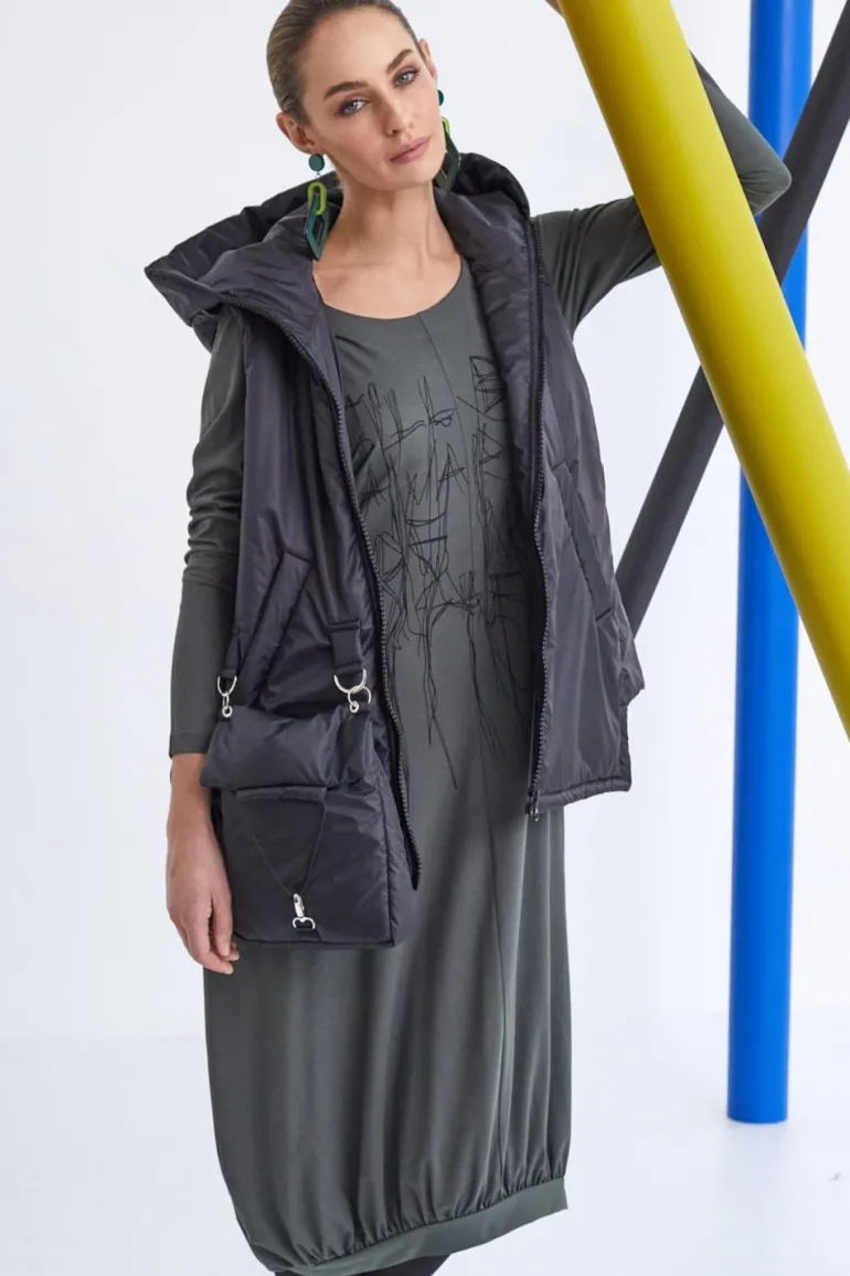 Naya Ruched Placement Dress Forest