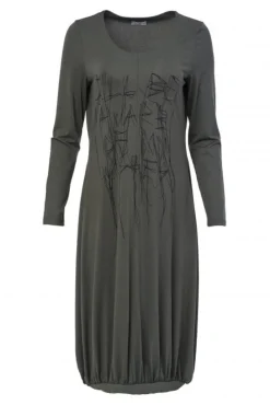 Naya Ruched Placement Dress Forest