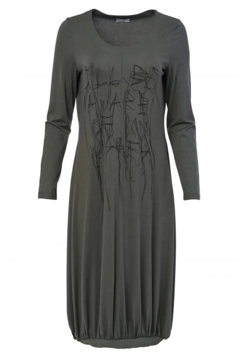 Naya Ruched Placement Dress Forest