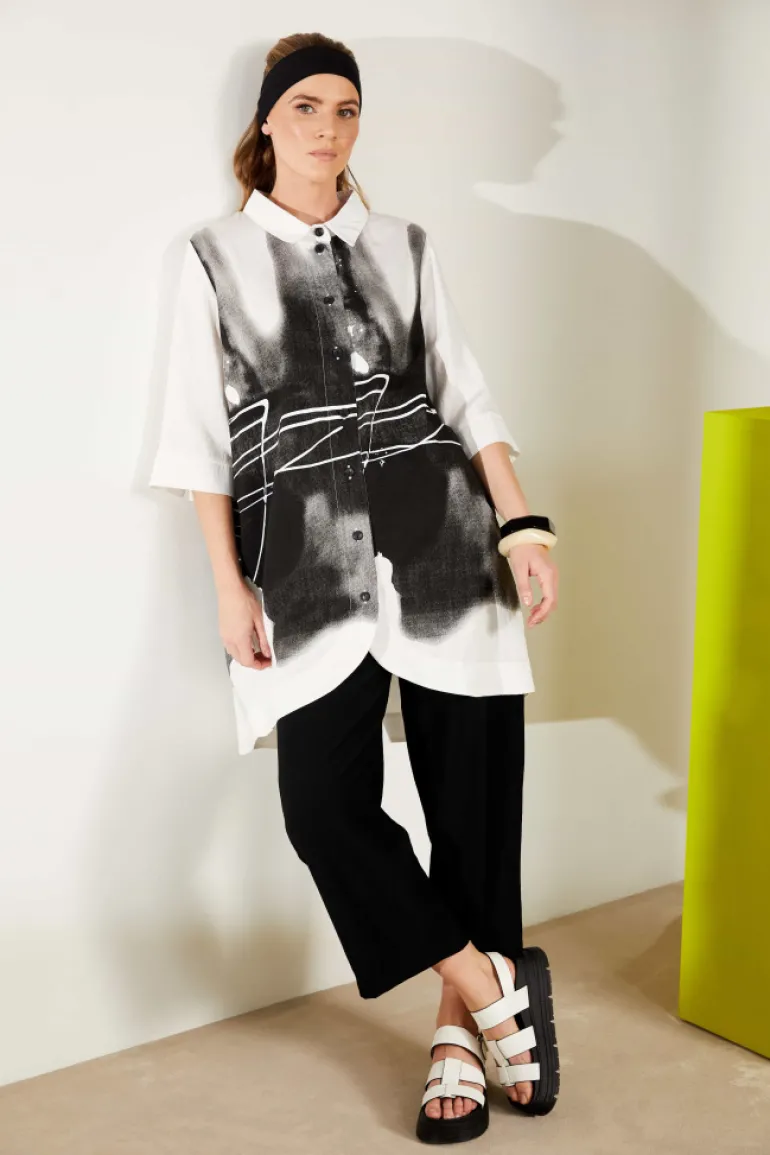 Naya Spray Border Drizzle Shirt NAS25204 White/Black