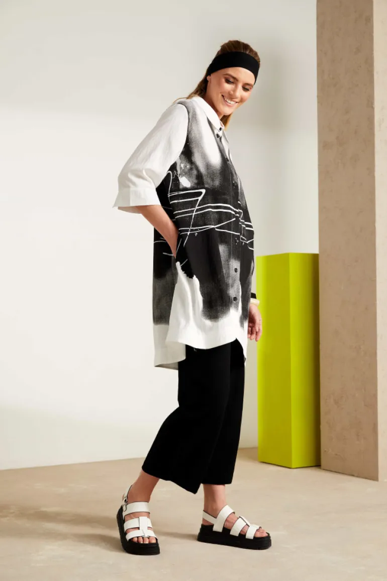 Naya Spray Border Drizzle Shirt NAS25204 White/Black