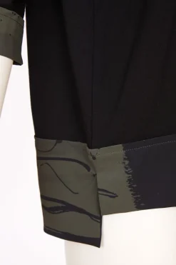 Naya Top With Print Hem Panel Forest/Black
