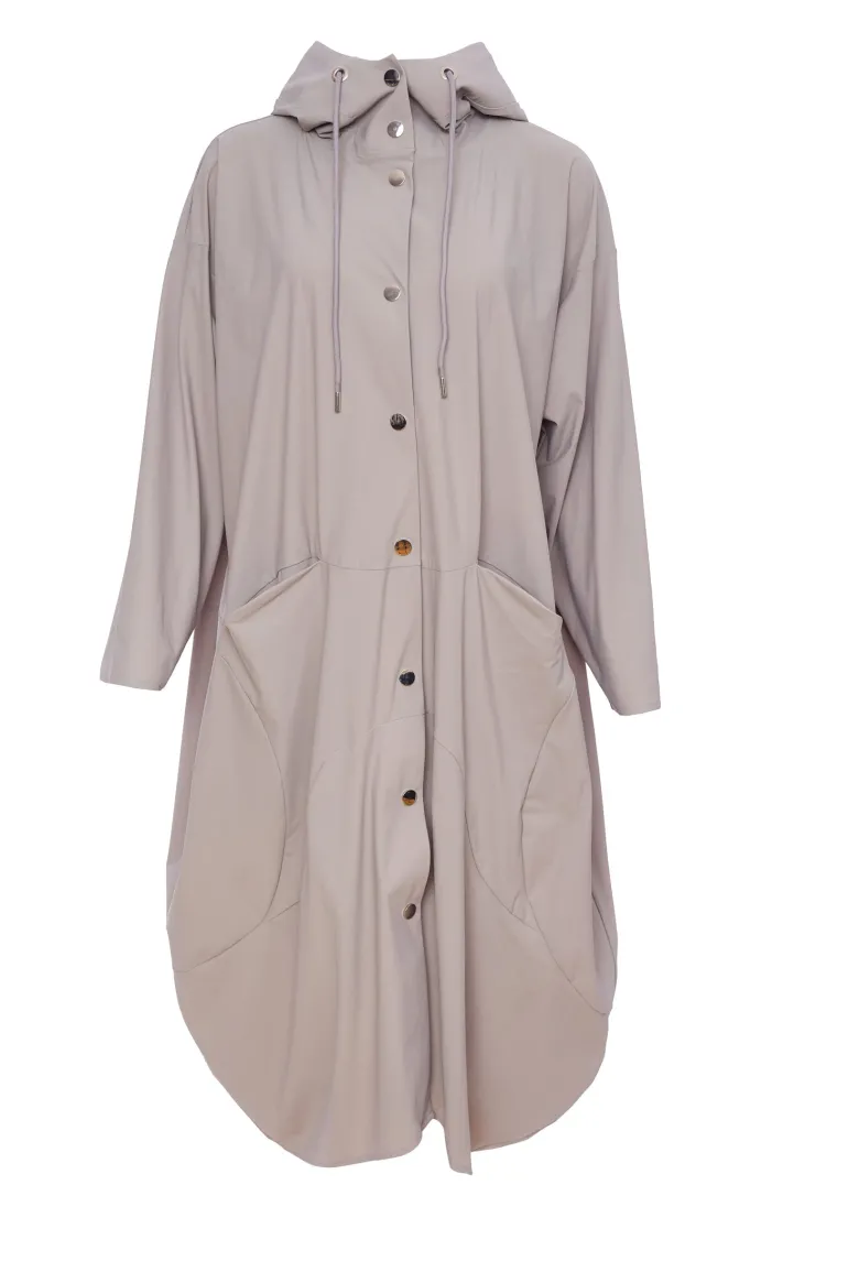 Naya Tulip Hem Hooded Mac Mink