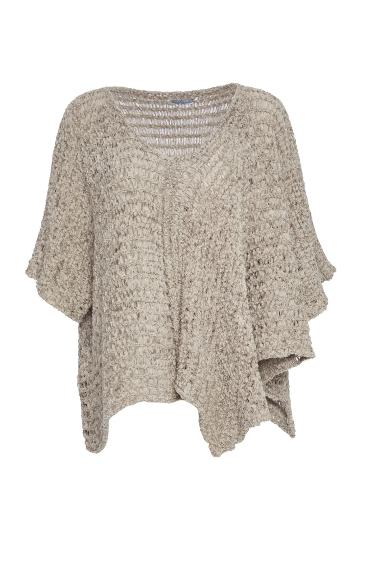 Naya V Neck Square Knit Stone