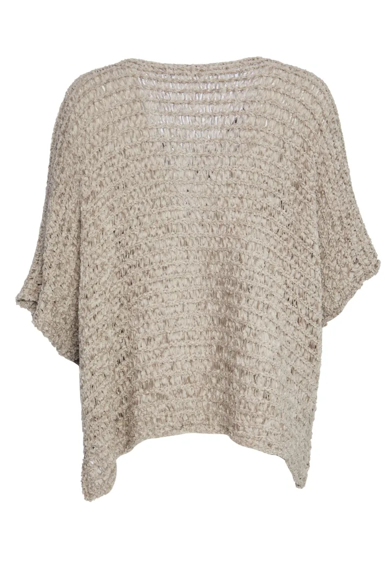 Naya V Neck Square Knit Stone