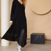 Naya V-Neck Dress with Contrast Panel Black