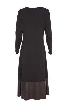 Naya V-Neck Dress with Contrast Panel Black