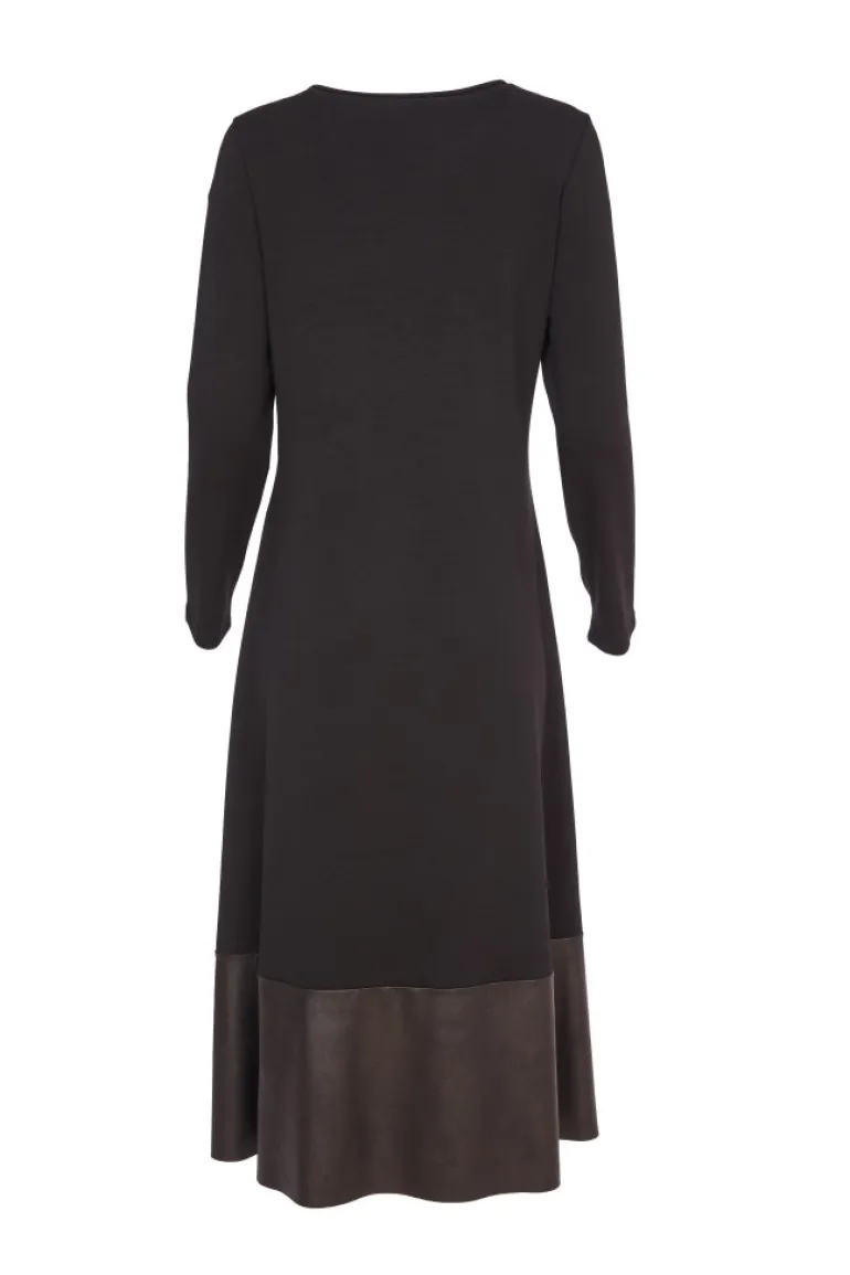 Naya V-Neck Dress with Contrast Panel Black
