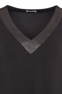 Naya V-Neck Dress with Contrast Panel Black