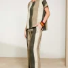 Naya Wide Stripe Linen Trousers NAS25270 Army