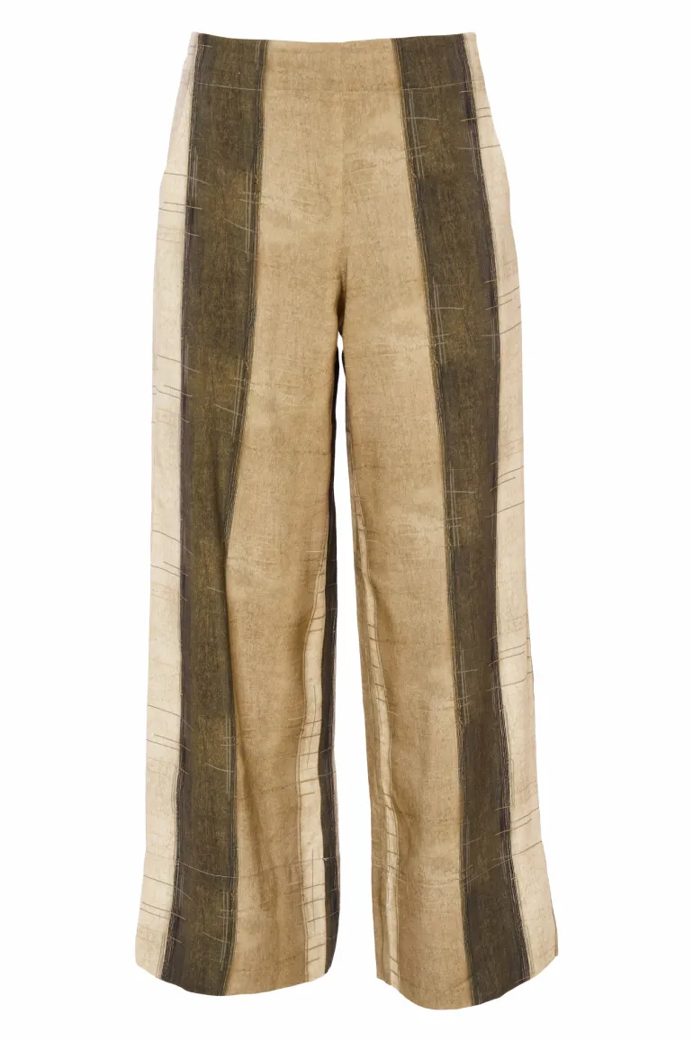 Naya Wide Stripe Linen Trousers NAS25270 Army
