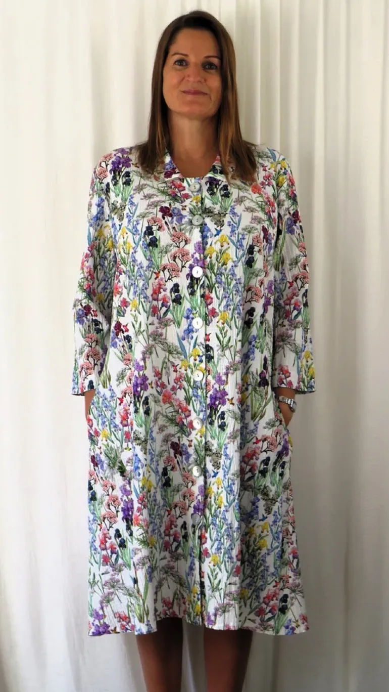 Out of Xile Coat Dress Seersucker Floral Print