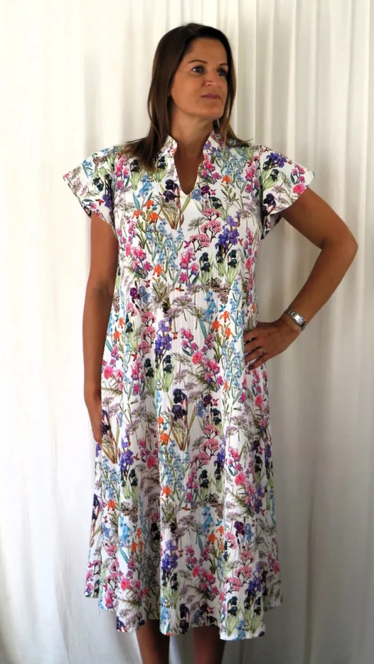 Out of Xile Dress Seersucker Floral Print